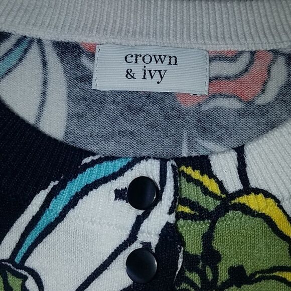 Crown & Ivy floral cardiganSz M NWOT - Picture 3 of 4